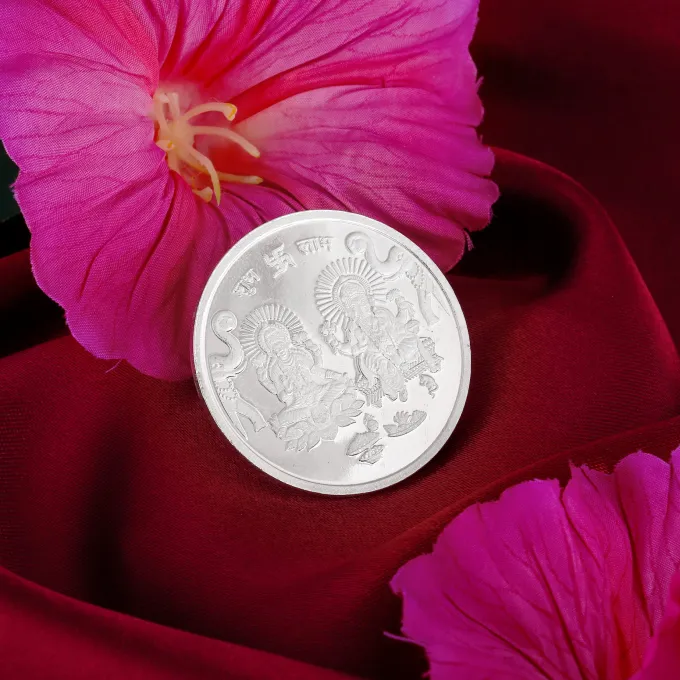 999 Silver Goddess Lakshmi and Lord Ganesh Coin - 10 g