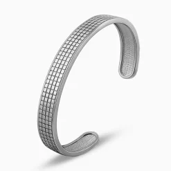 Aditya Roy Kapur Black Rhodium Textured Kada For Him