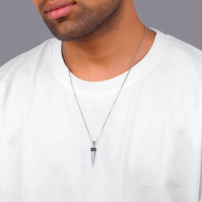 Aditya Roy Kapur Silver Spike Pendant With Link Chain For Him