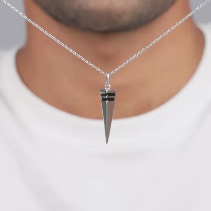 Aditya Roy Kapur Silver Spike Pendant With Link Chain For Him