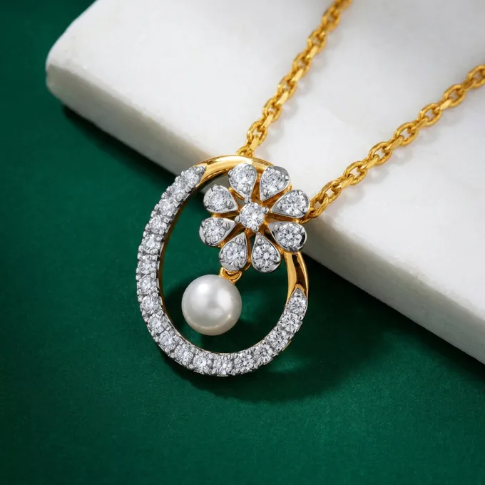 Anushka Sharma Gold Amata Floral Lab Grown Diamond Pendant
