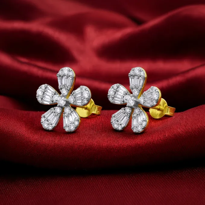 Anushka Sharma Gold Bloom Bold Lab Grown Diamond Earrings