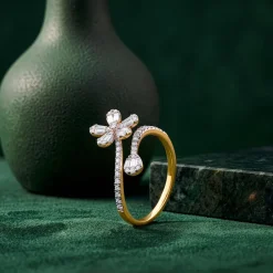 Anushka Sharma Gold Bloom Bold Lab Grown Diamond Ring (Size 12)