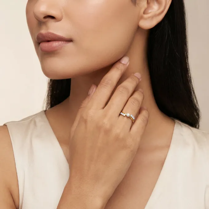 Anushka Sharma Gold Centre of Calm Lab Grown Diamond Ring (Size 12)