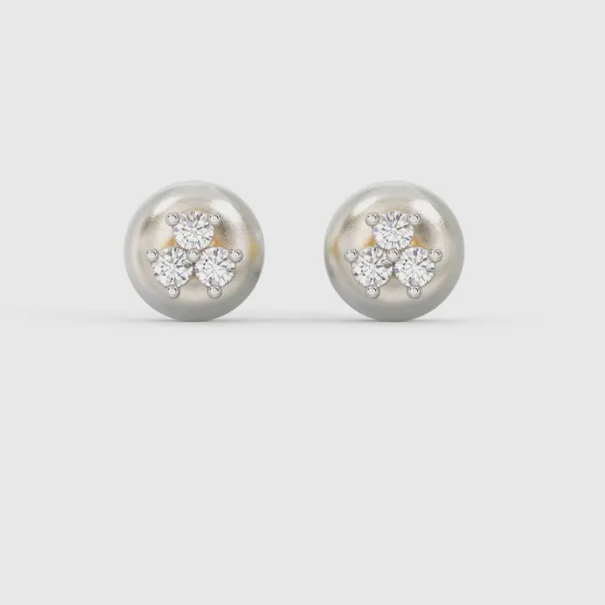 Anushka Sharma Gold Clover Leaf Diamond Stud Earrings