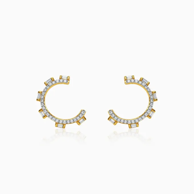 Anushka Sharma Gold Crystal Orbit Lab Grown Diamond Earrings