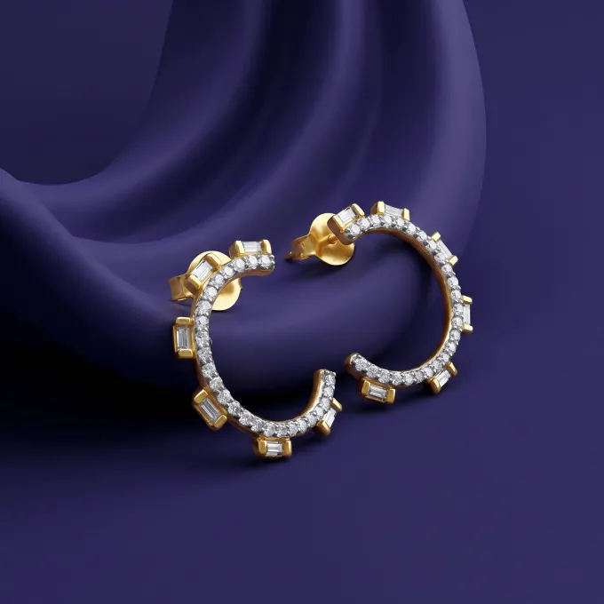 Anushka Sharma Gold Crystal Orbit Lab Grown Diamond Earrings