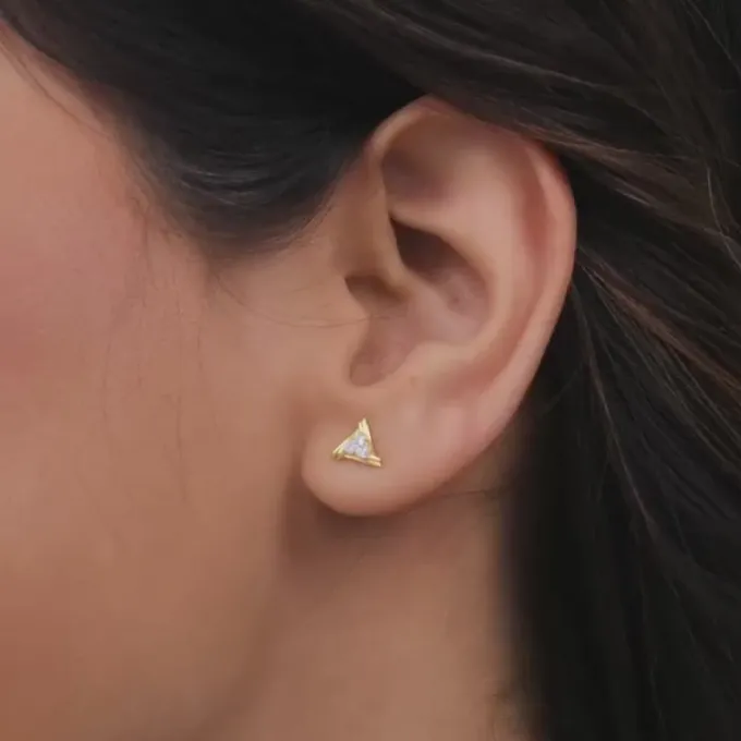 Anushka Sharma Gold Geometric Trio Diamond Earrings