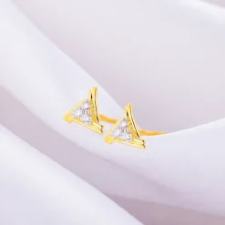 Anushka Sharma Gold Geometric Trio Diamond Earrings