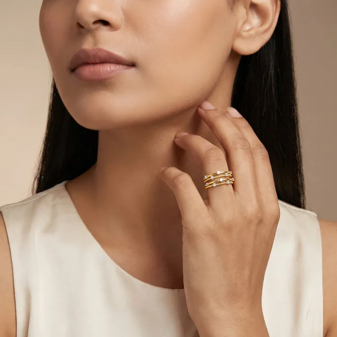 Anushka Sharma Gold Morning Light Lab Grown Diamond Ring (Size 12)