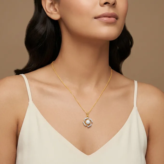 Anushka Sharma Gold Pearl of Fortune Lab Grown Diamond Pendant