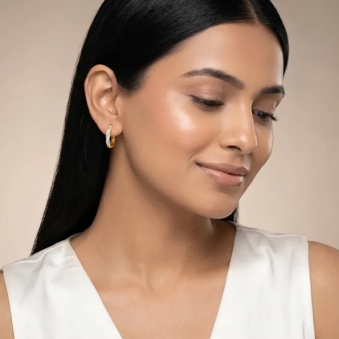 Anushka Sharma Gold Twisted Radiance Lab Grown Diamond Hoop Earrings