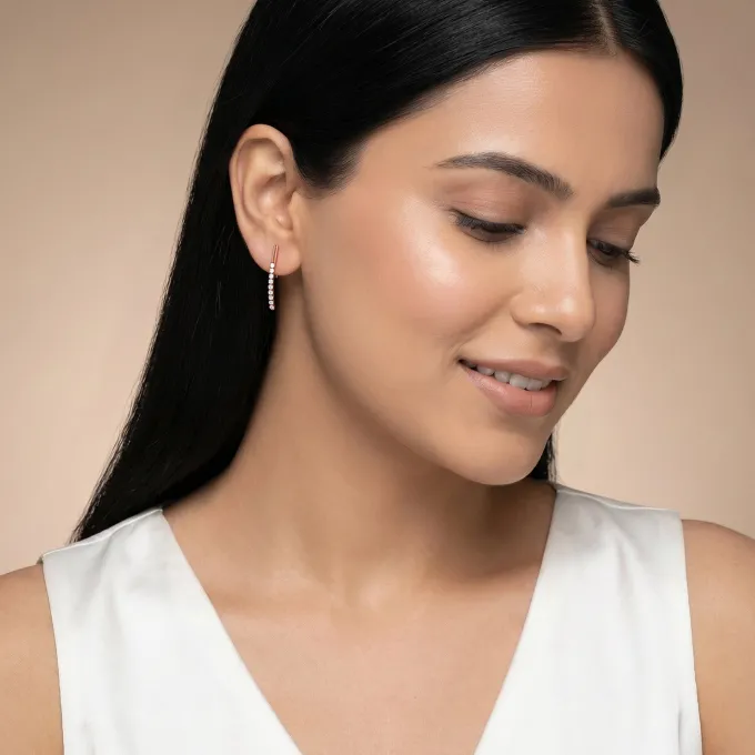 Anushka Sharma Rose Gold Skyline Drop Lab Grown Diamond Earrings