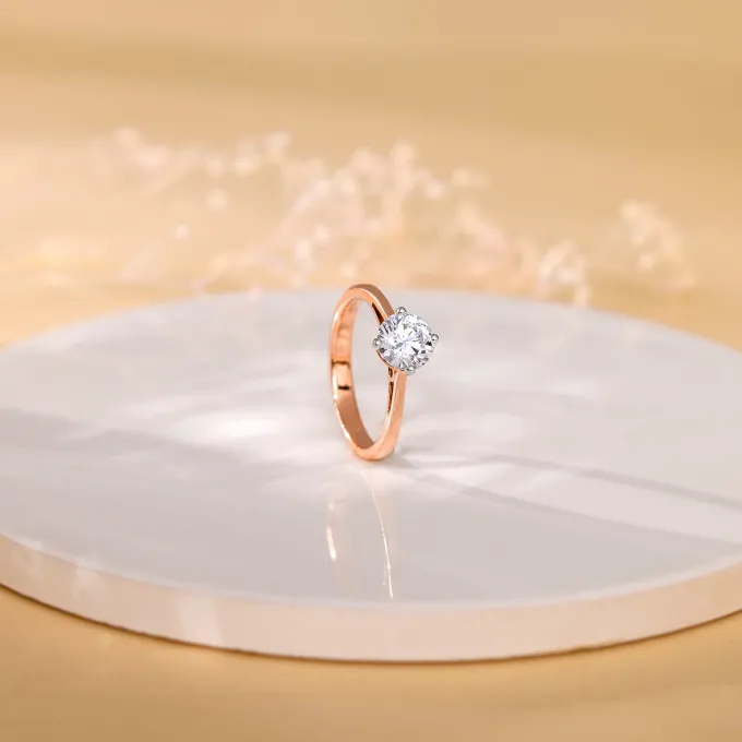 Anushka Sharma Rose Gold Yolo Solitaire Lab Grown Diamond Ring