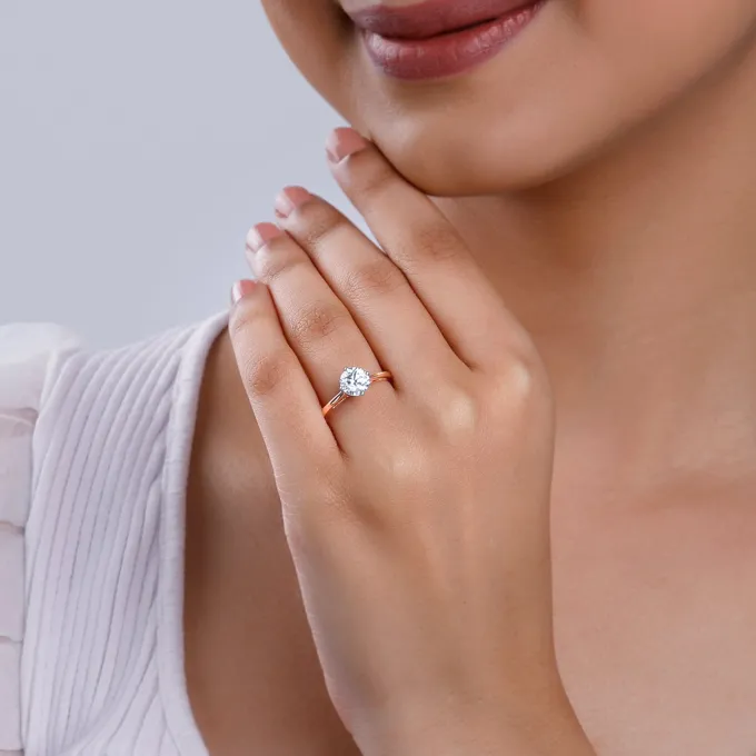 Anushka Sharma Rose Gold Yolo Solitaire Lab Grown Diamond Ring