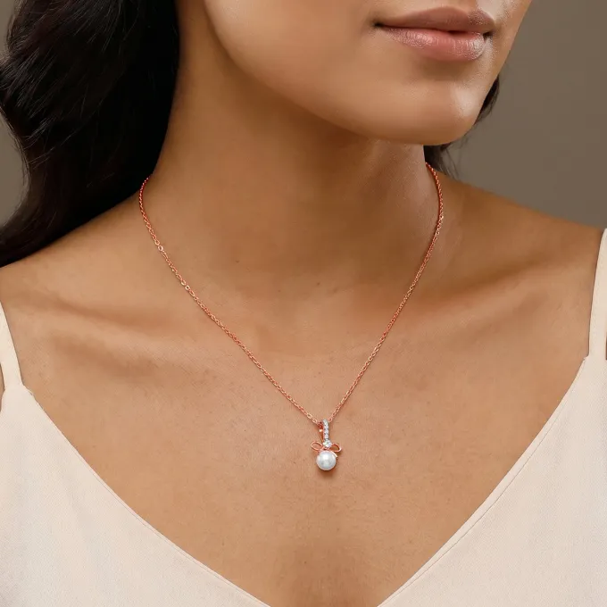 Anushka Sharma Rose Gold Cielo Bow Lab Grown Diamond Pendant