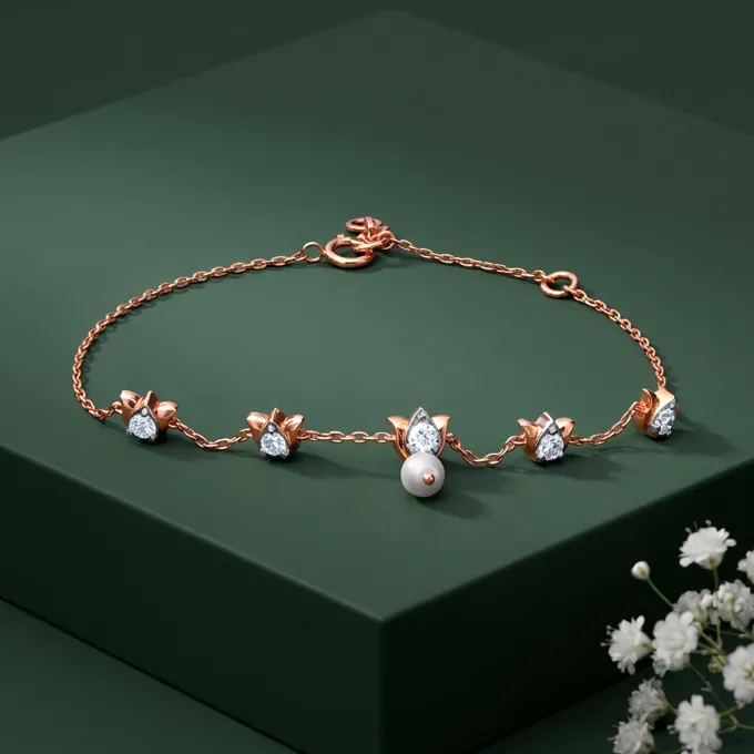 Anushka Sharma Rose Gold Seren Lotus Lab Grown Diamond Bracelet