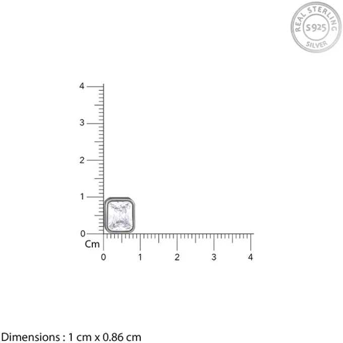 Black Rhodium Rectangular Stud For Him