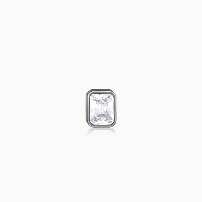 Black Rhodium Rectangular Stud For Him