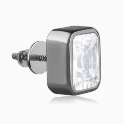 Black Rhodium Rectangular Stud For Him
