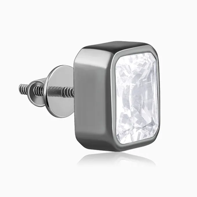 Black Rhodium Rectangular Stud For Him