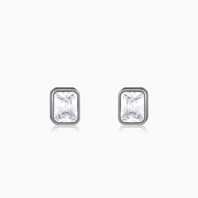 Black Rhodium Rectangular Stud For Him