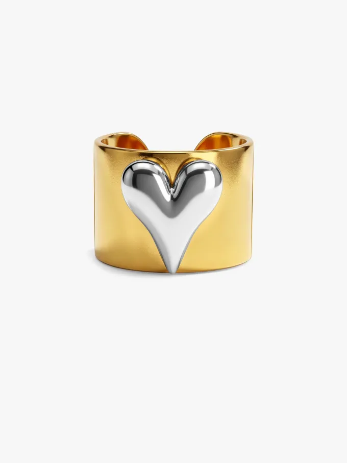Bold Heart Dual Tone Ring (Size 14)