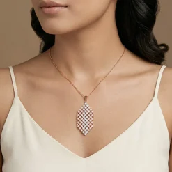 Dual Tone Aurora Angle Silver Pendant With Link Chain