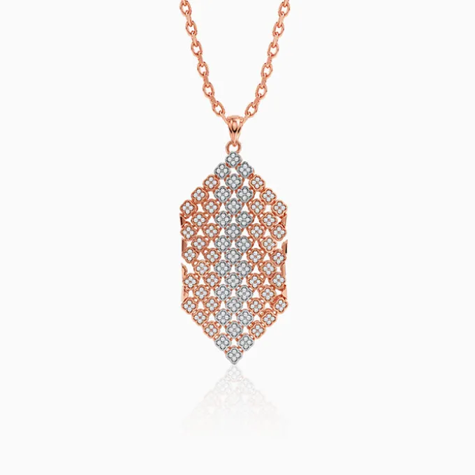 Dual Tone Aurora Angle Silver Pendant With Link Chain