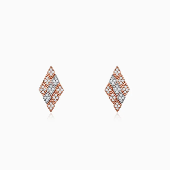 Dual Tone Celeste Facet Silver Earrings