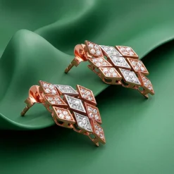 Dual Tone Celeste Facet Silver Earrings