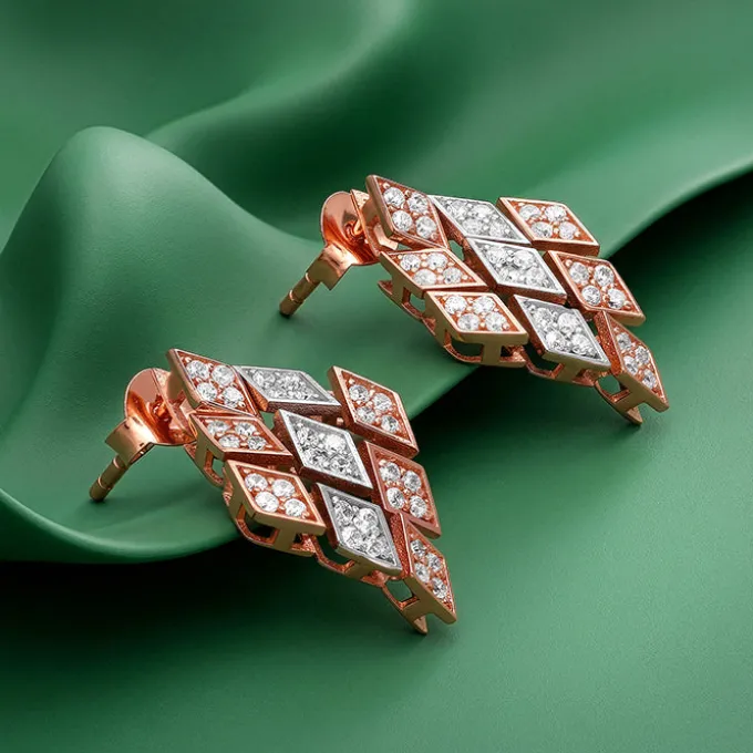 Dual Tone Celeste Facet Silver Earrings