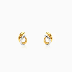 Dual Tone Crossover Silver Stud Earrings