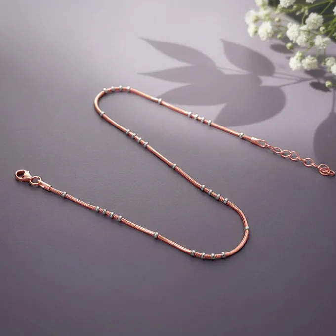 Dual Tone Dewdrop Anklet