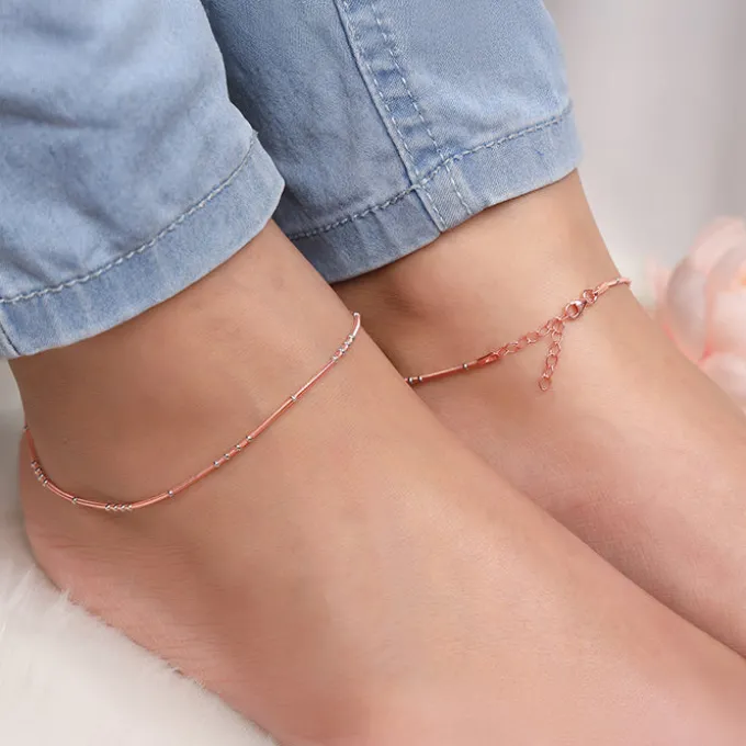 Dual Tone Dewdrop Anklet