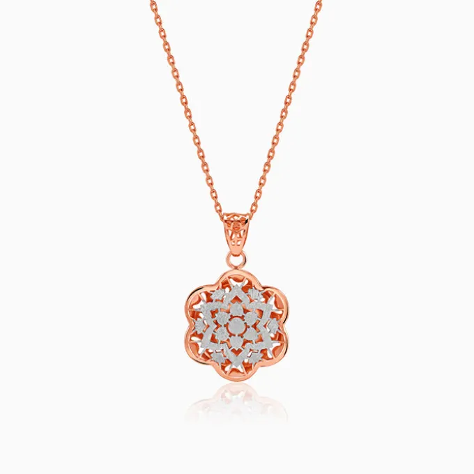 Dual Tone Eloria Silver Pendant With Link Chain