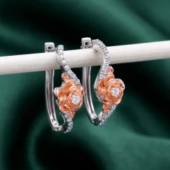 Dual Tone Ethereal Silver Hoop Earrings