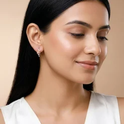 Dual Tone Ethereal Silver Hoop Earrings