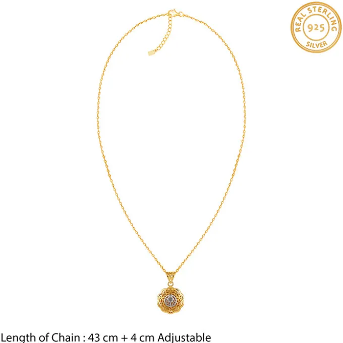 Dual Tone Floria Silver Pendant With Link Chain
