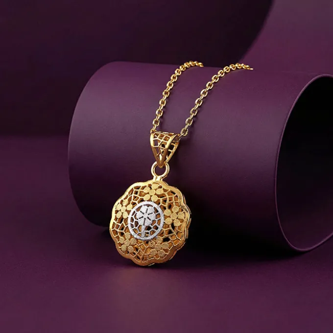 Dual Tone Floria Silver Pendant With Link Chain