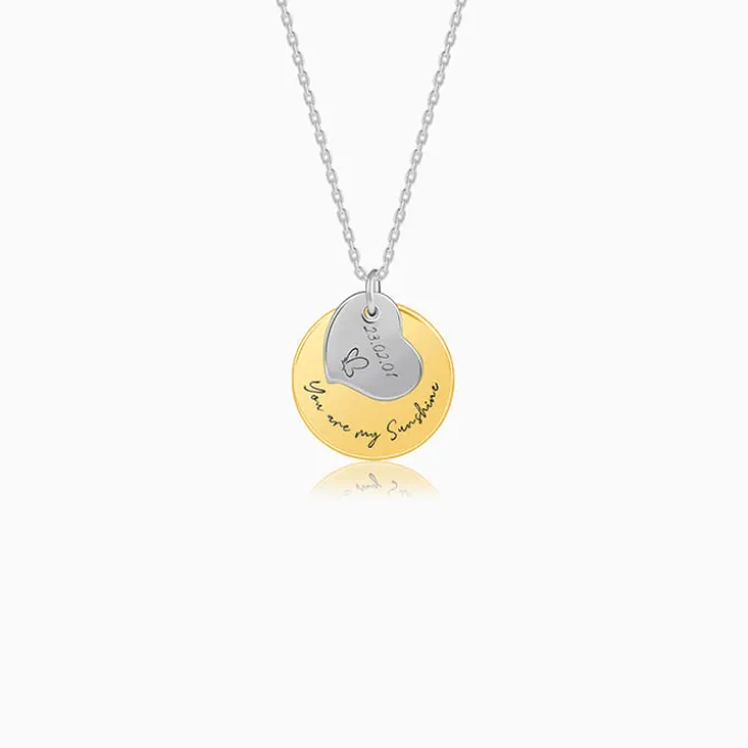 Dual Tone Golden Personalised Heart Message Necklace