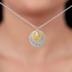 Dual Tone Golden Personalised Layered Coins Name Necklace