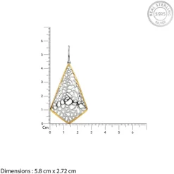 Dual Tone Kite Filigree Silver Earrings