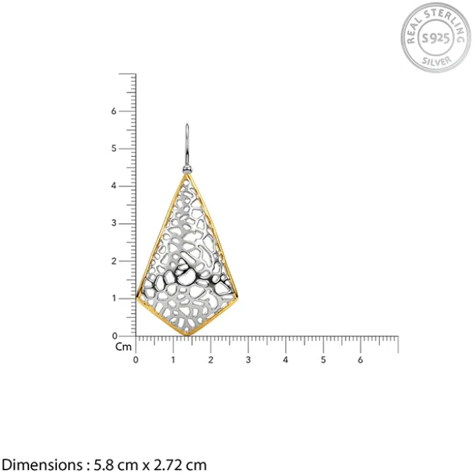 Dual Tone Kite Filigree Silver Earrings