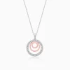 Dual Tone Luna Halo Pendant With Link Chain