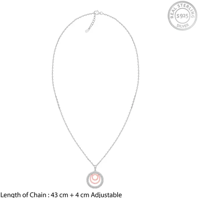Dual Tone Luna Halo Pendant With Link Chain