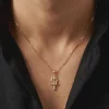 Dual Tone Mahadev Trishul Silver Pendant With Box Chain For Him