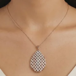 Dual Tone Mermaid Gleam Silver Pendant With Link Chain