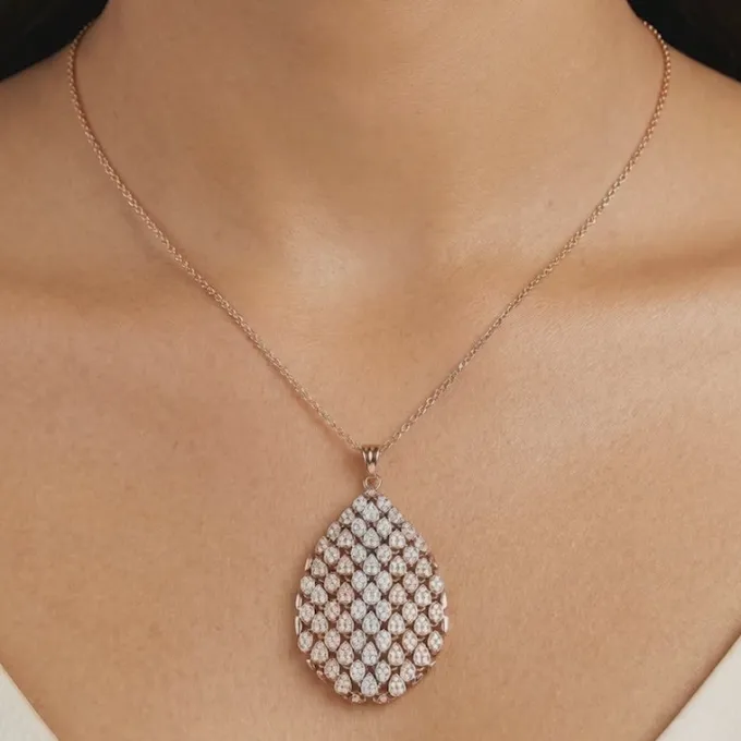 Dual Tone Mermaid Gleam Silver Pendant With Link Chain