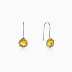 Dual Tone Orb Silver Earrings